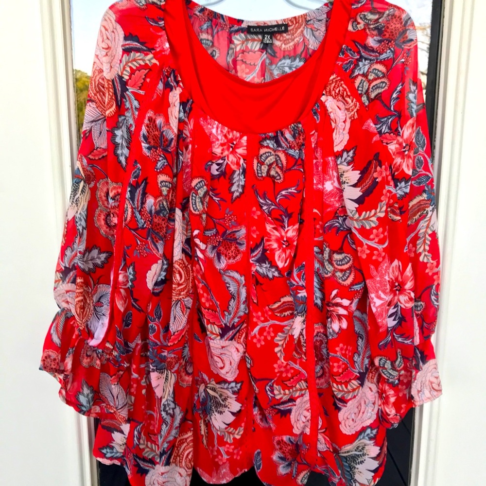 Ladies 2X Sara Michelle Red & Blue (2) Tops